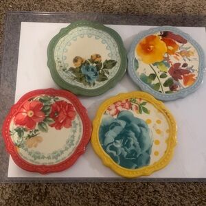 The Pioneer Woman 4 pc. Set Stoneware Coaster Set Willow Rose Jubilee Floral